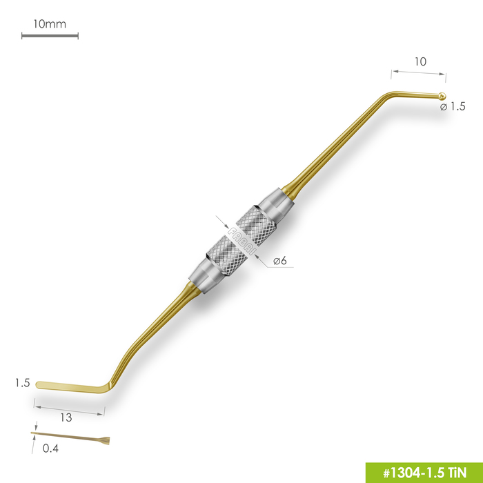 Картинка Гладилка удлиненная узкая с штопфером-шариком O1.5mm ручка O6mm покрытие Gold 1 из 4 
